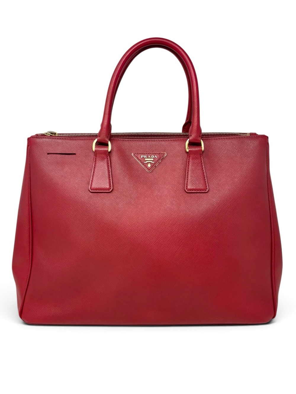Prada Galleria Large Red Saffiano Leather Double Zip Executive Tote Authentic